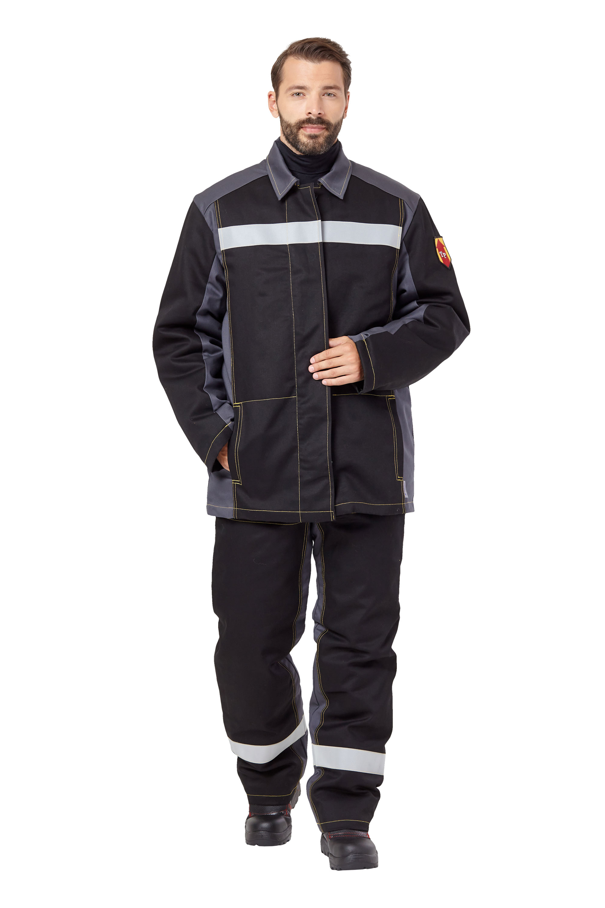 Костюм сварщика ФАЙМЕР 1 зимний с БР (серый/черный)