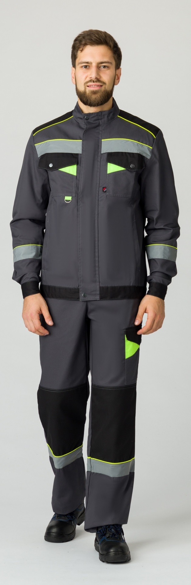 Костюм ХОВАРД-1 с БР (т.серый/черный/лимонный)