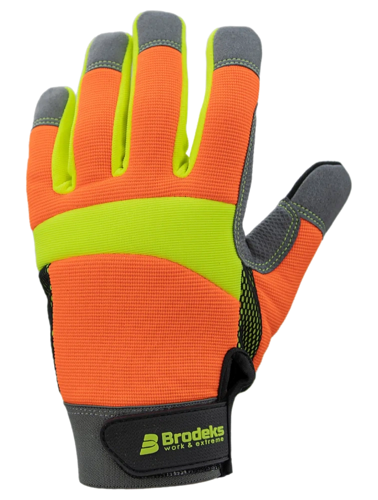 Перчатки из искусственной кожи Brodeks Defender G-61 (серый/оранжевый)