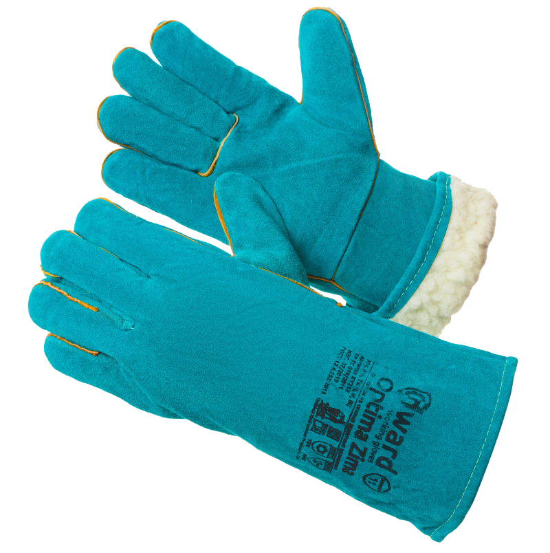 Краги OPTIMA ZIMA из спилка утепленные искусственным мехом (зеленый)