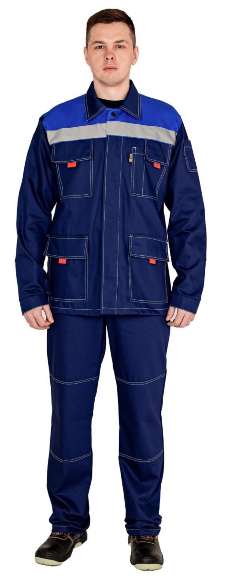 Костюм СТРОИТЕЛЬ СОП с БР (синий/васильковый)