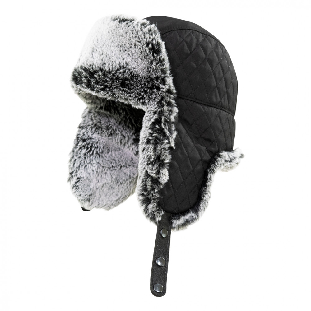 Шапка-ушанка BRODEKS EXTREME KM 109 (черный/серый мех)