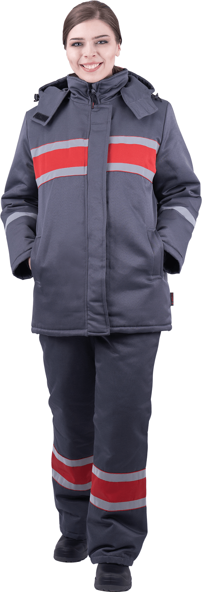 Костюм АНГАРА женский зимний с ПК (серый/красный)