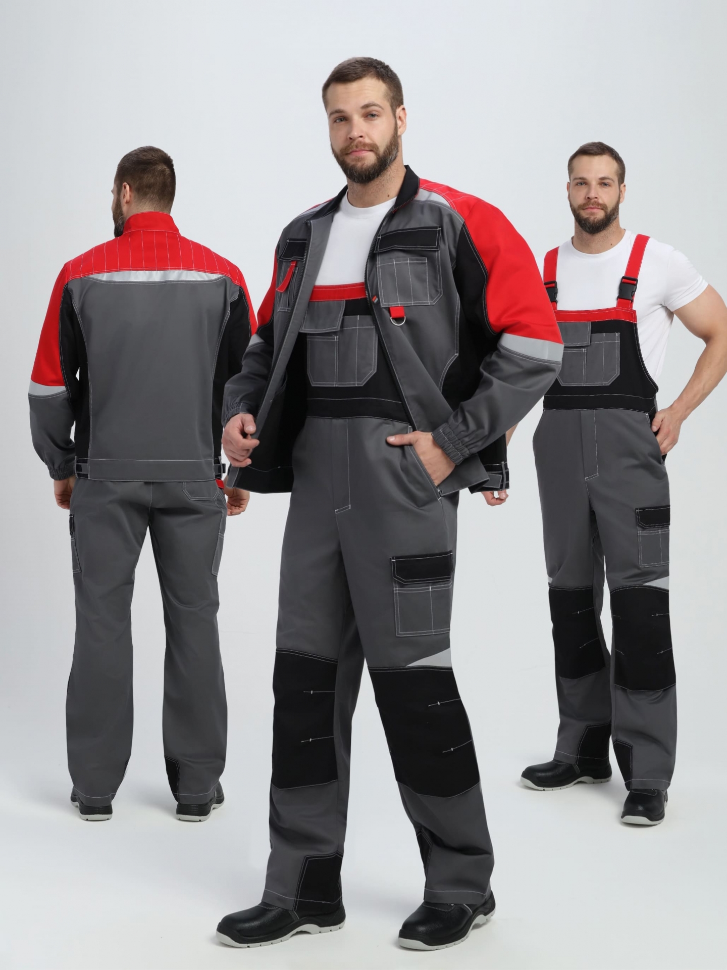 Костюм ВЕКТРОН-2 МВО с ПК (серый/черный/красный)