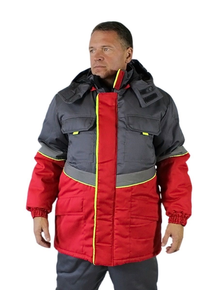 Куртка СЕВЕРНАЯ ШИРОТА зимняя (красный/серый)