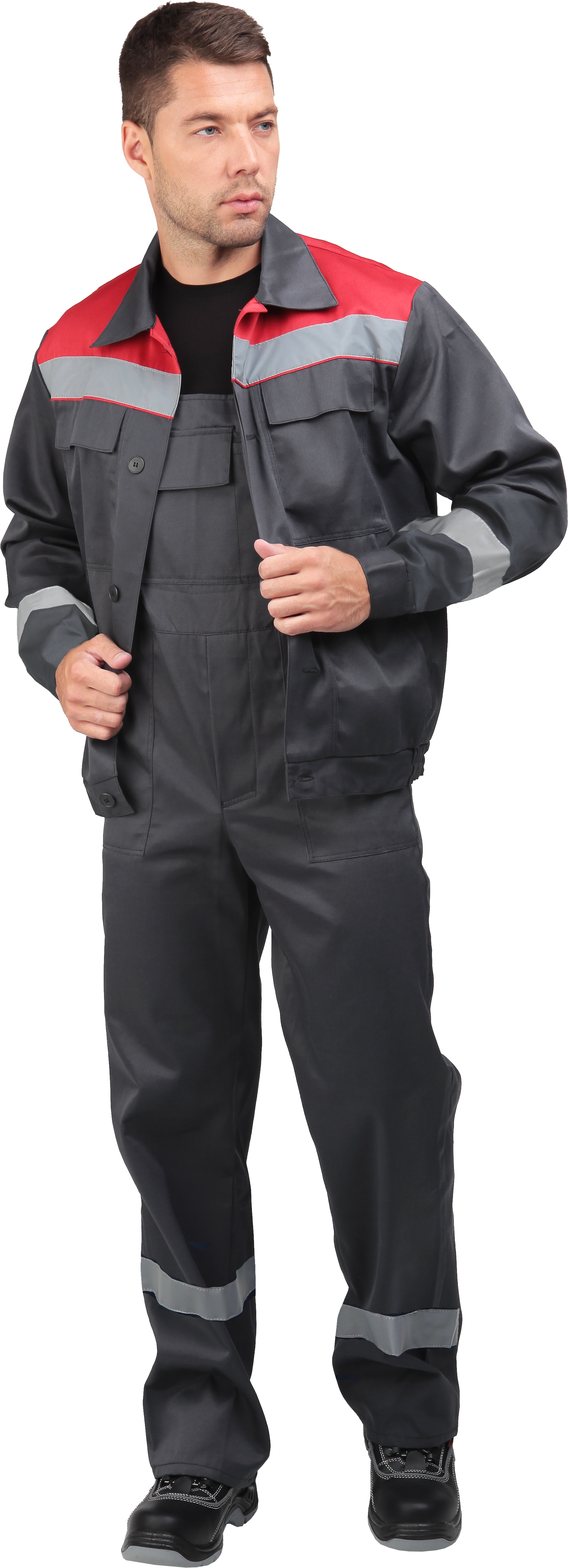 Костюм МАСТЕР ЛЮКС с ПК (серый/красный)