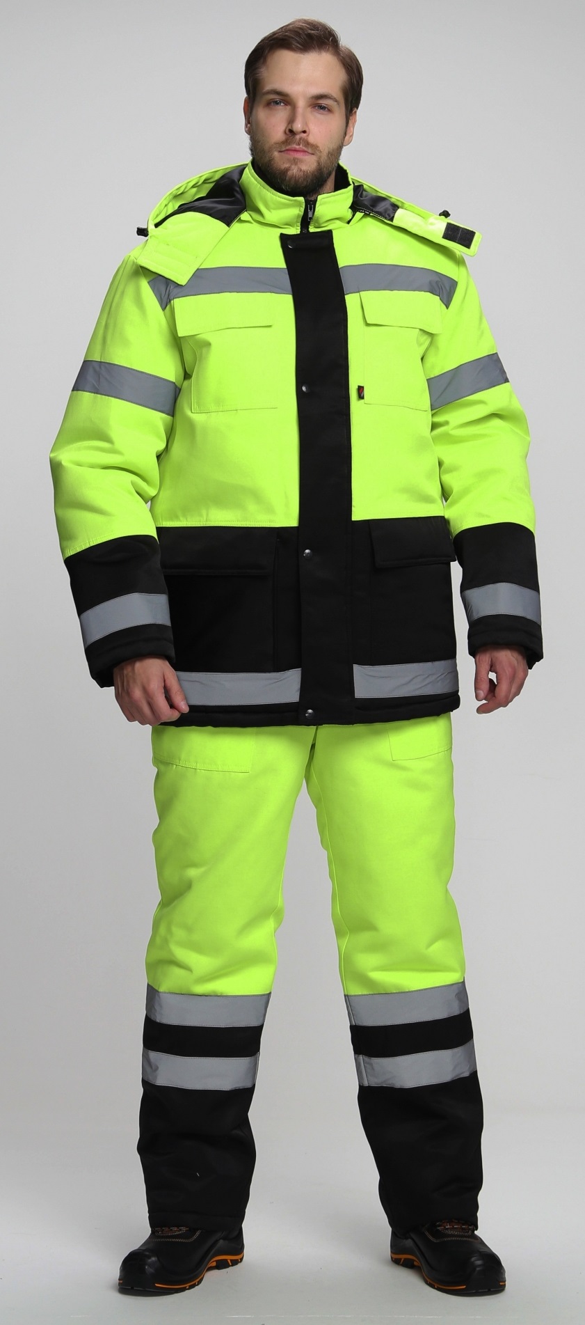 Костюм ДОРОЖНИК-УЛЬТРА зимний с ПК (лимонный/черный)