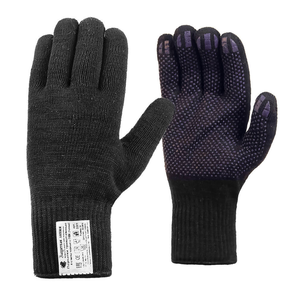 Перчатки ЛЮКС рабочие трикотажные с ПВХ 5-нитей (черный)