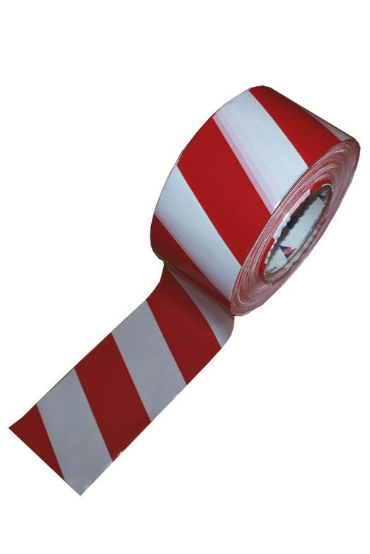 Лента оградительная белая с красным 50 ш.(1х200)
