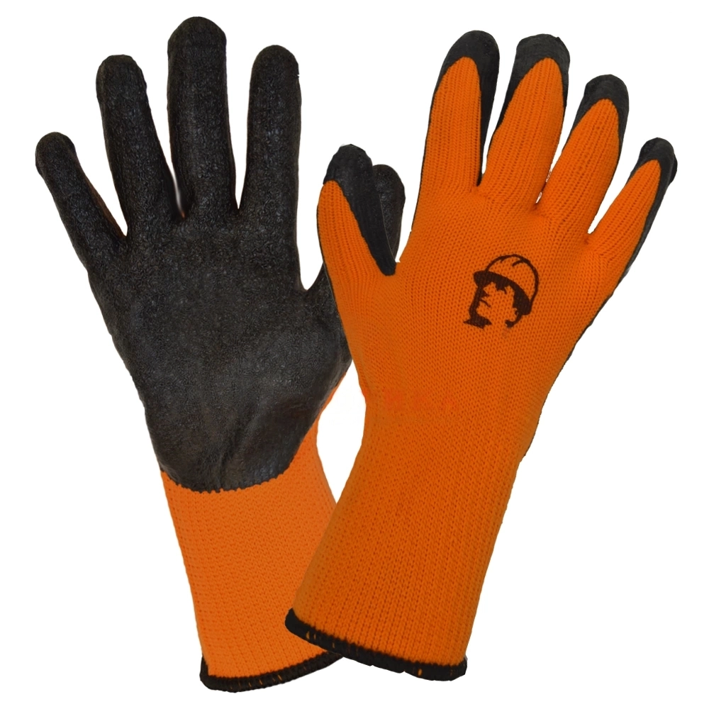 Перчатки РОСМАРКА хб/пэ 10G латексное покрытие (оранжевый/черный)