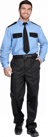 Рубашка ОХРАННИКА длинный рукав (голубой)