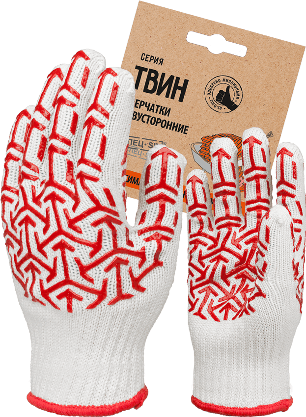 Перчатки СПЕЦ-SРB СТРЕЛА с ПВХ трикотажные (белый/красный)