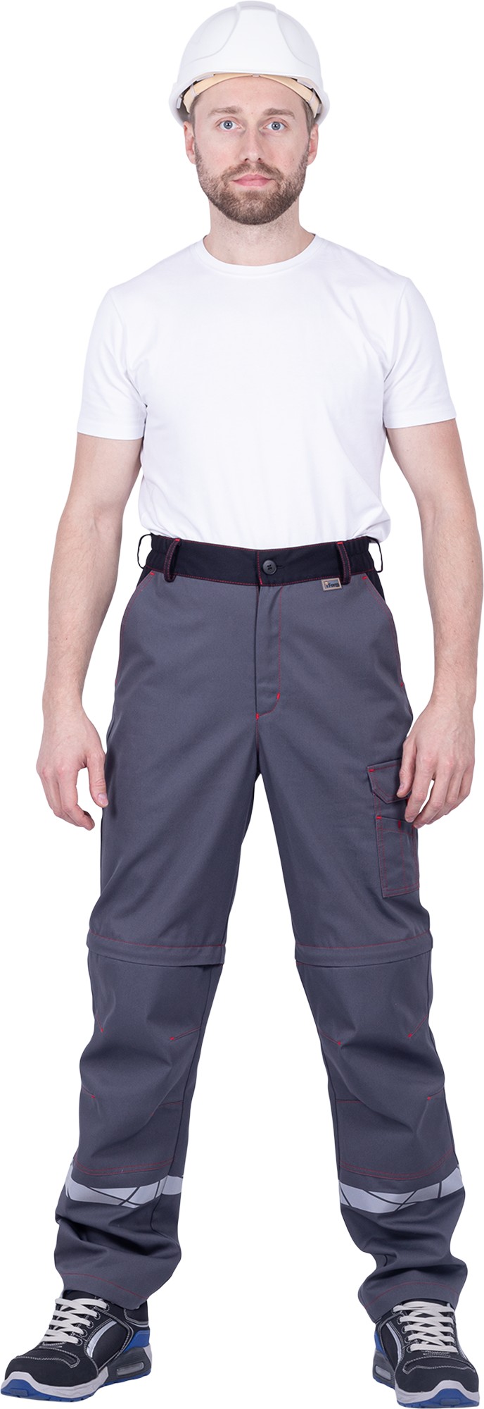 Брюки ХАЙ-ТЕК SAFETY (серый/чёрный/красный)