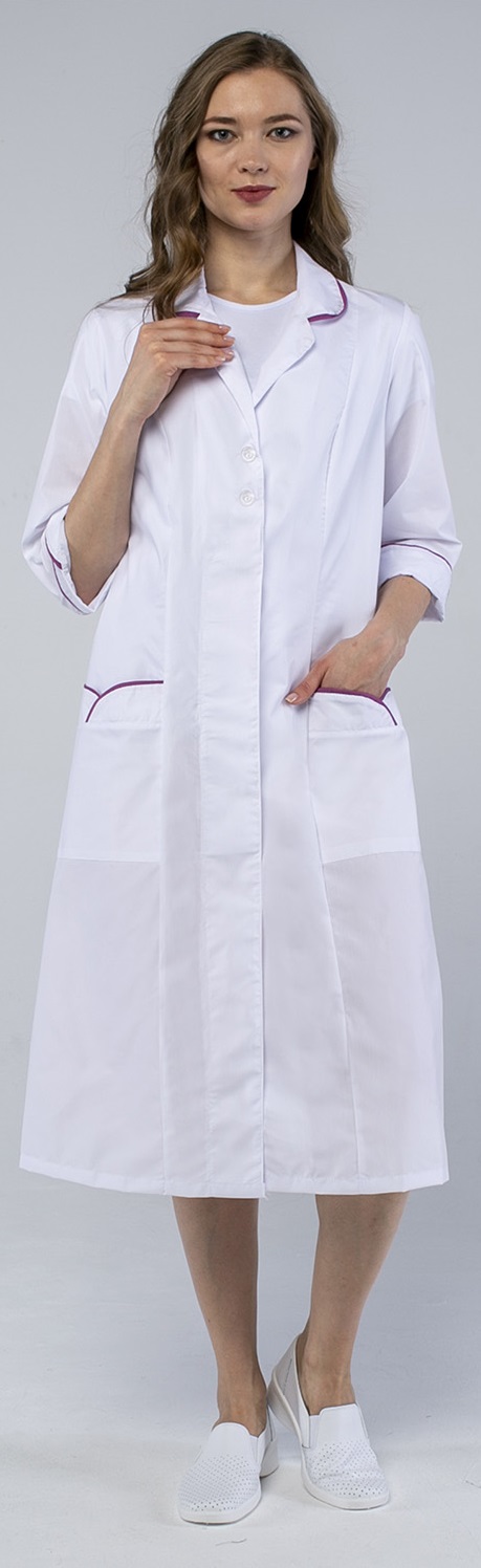 Халат РИММА женский (белый/брусничный)
