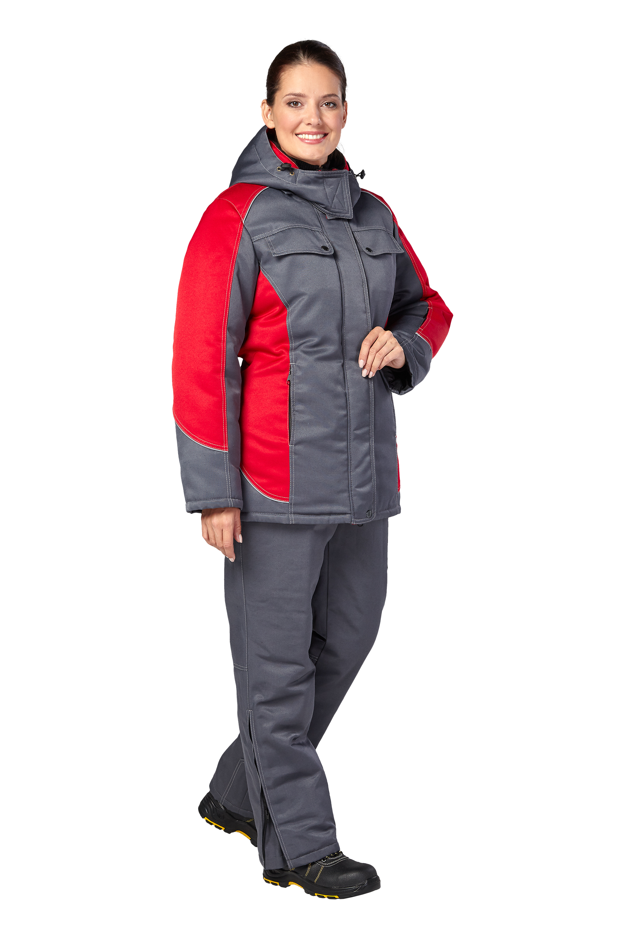 Костюм СТРАЙК зимний женский с БР (серый/красный)