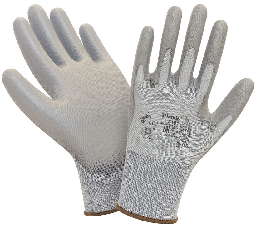 Перчатки 2HANDS AIR 2101GR трикотажные (нейлон) с полиуретановым покрытием (серый)