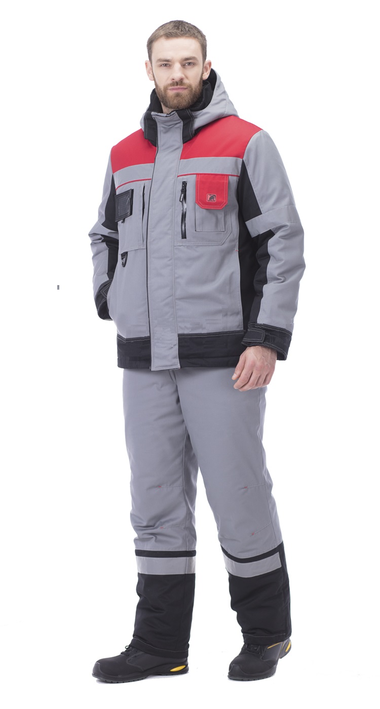 Костюм ВИВАТ NEW зимний с ПК (серый/черный/красный)