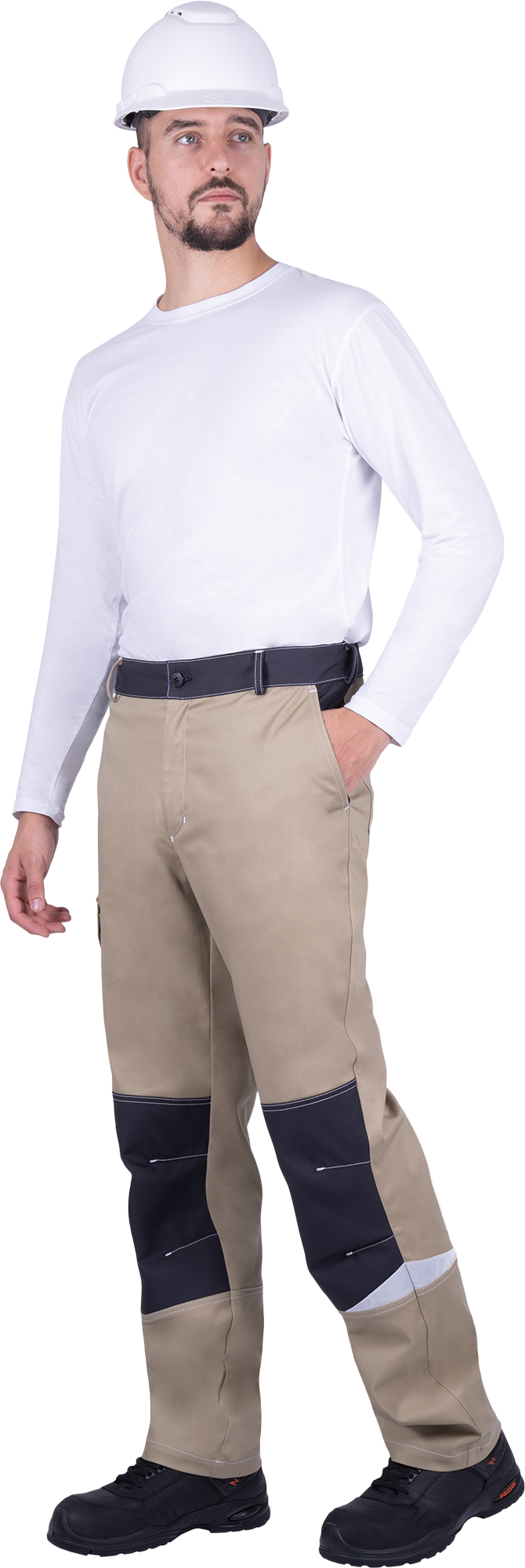 Брюки ТУРБО SAFETY (бежевый/т.серый)