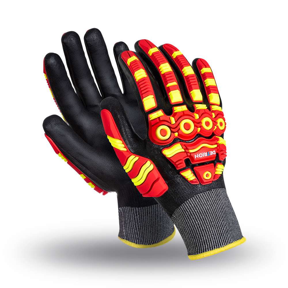 Перчатки ДЭТРИОН IG-823 Armorcut Technology нитрил Inpax оверлок (черный/красный)