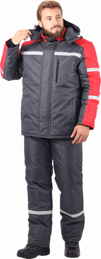 Костюм РОУД зимний с ПК (т.серый/красный)