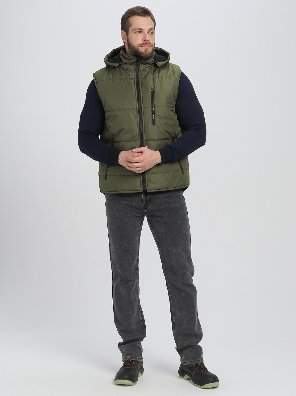 Жилет РЕСПЕКТ зимний с капюшоном (хаки)