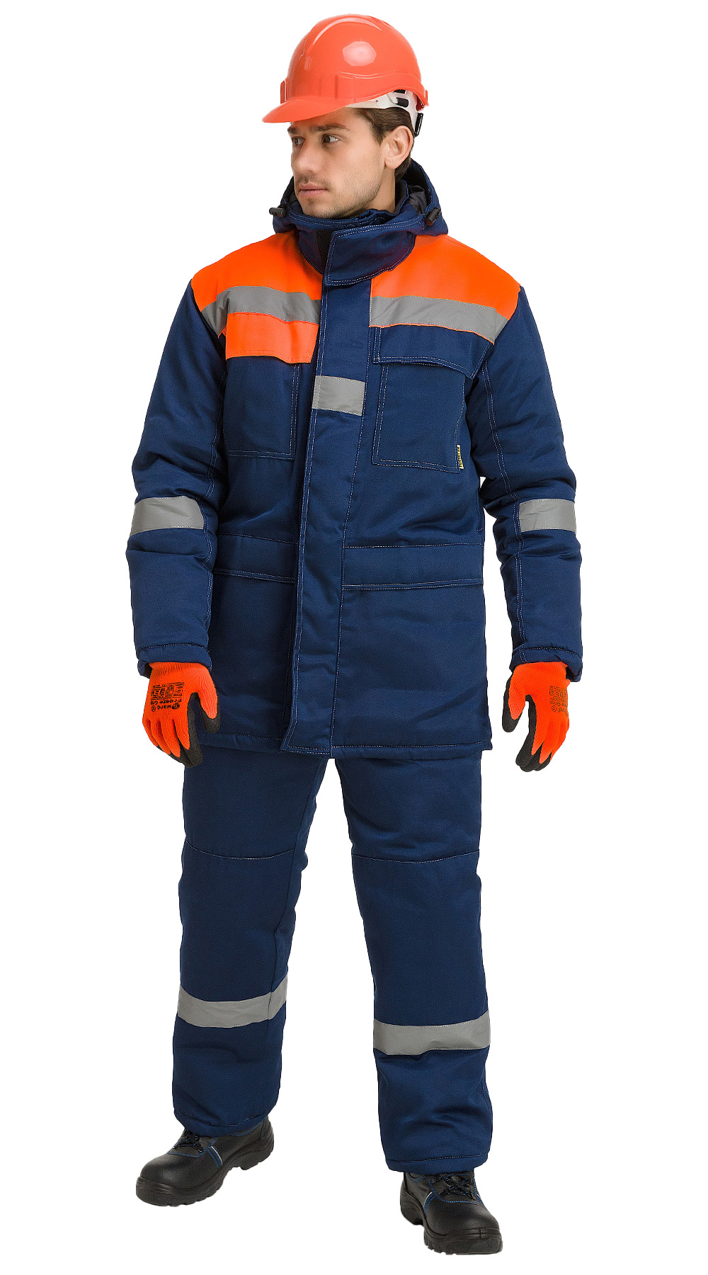 Костюм RONTA KS241 зимний с ПК (т.синий/оранжевый)