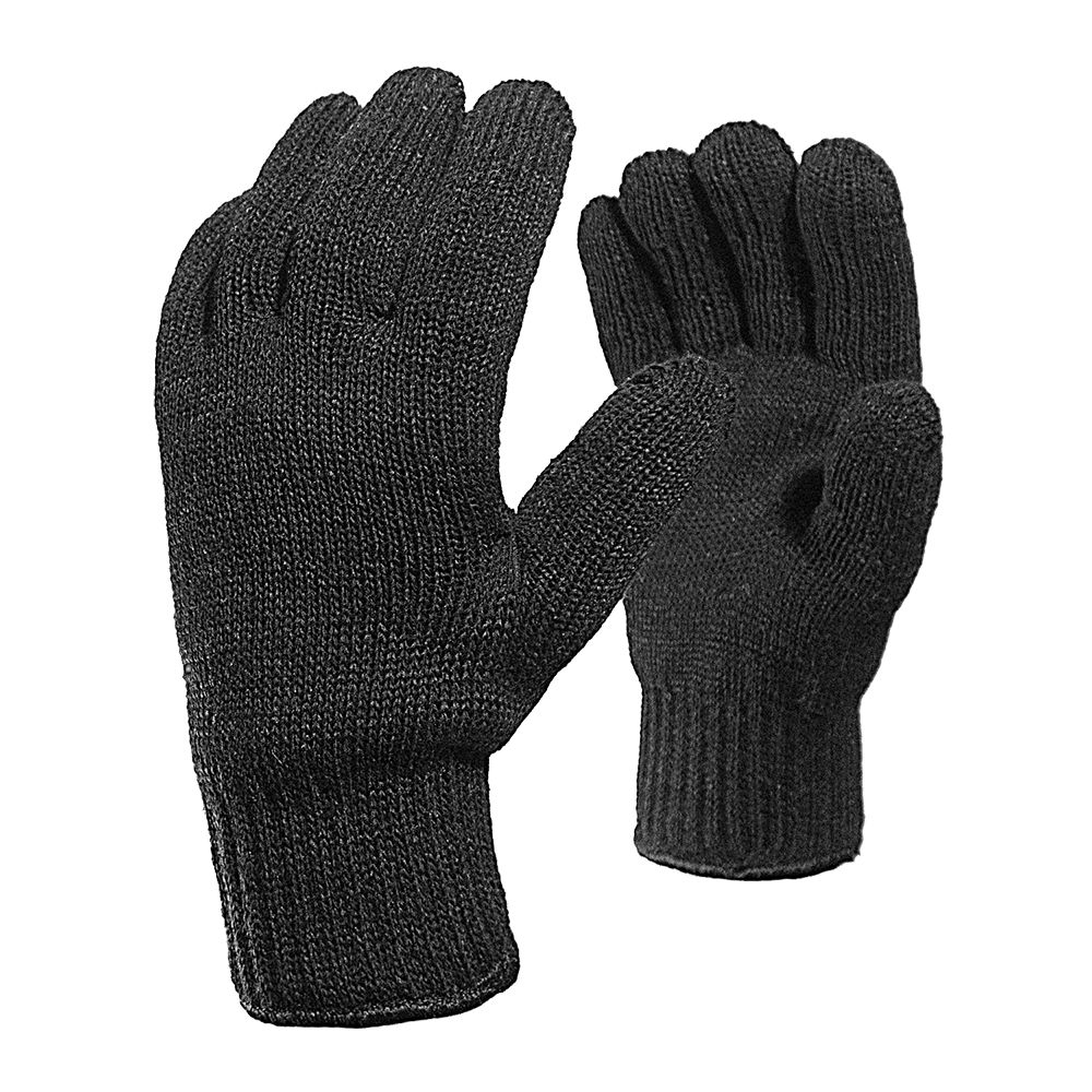 Полушерстяные перчатки двойные 7.5 класс (черный)