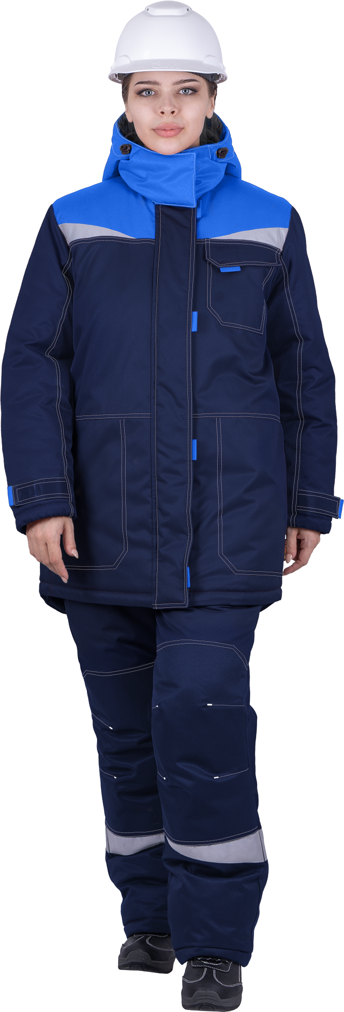 Костюм КМ-10 ЛЮКС жен. зимний 3-4 класс c БР (василек/т.синий)