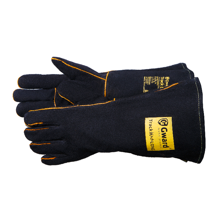 Краги TRACK BLACK LONG из спилка с широким раструбом (черный)