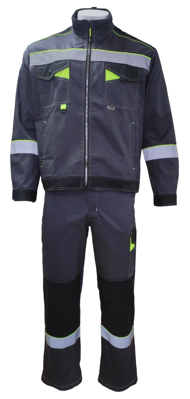 Костюм КОРВЕТ КОТТОН КБ1 с БР (т.серый/черный/лимон)