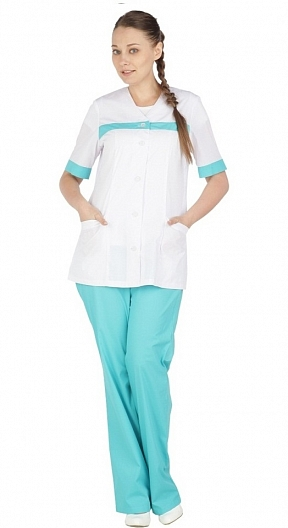 Костюм АНЮТА женский с БР (белый/бирюзовый)