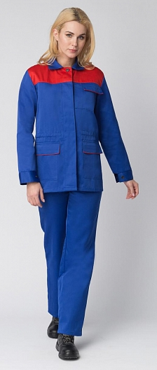 Костюм женский с БР (васильковый/красный)