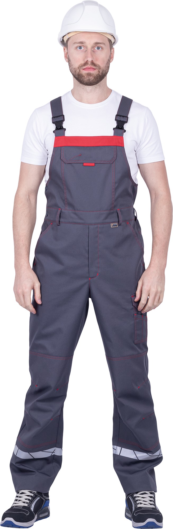 Полукомбинезон ХАЙ-ТЕК SAFETY (серый/красный)