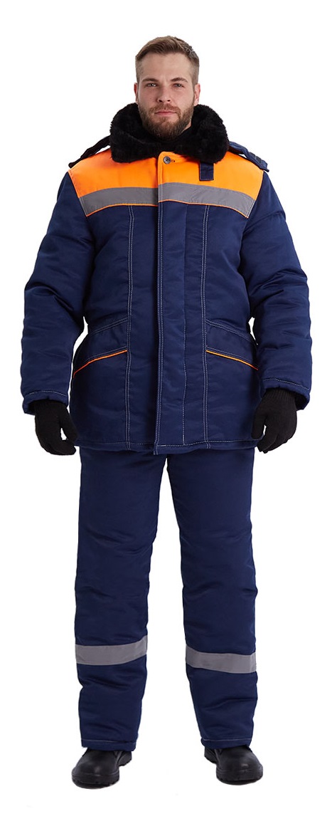 Костюм ВЬЮГА зимний с ПК (т.синий/оранжевый)