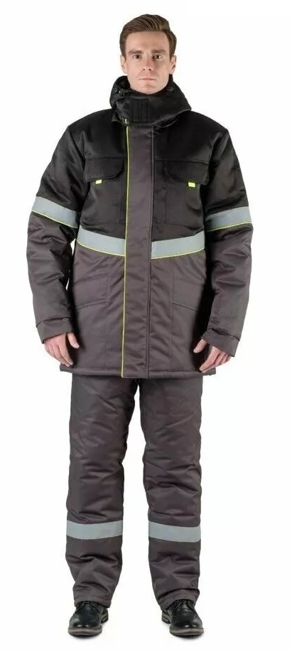 Костюм СЕВЕРНАЯ ШИРОТА зимний с БР (серый/черный)