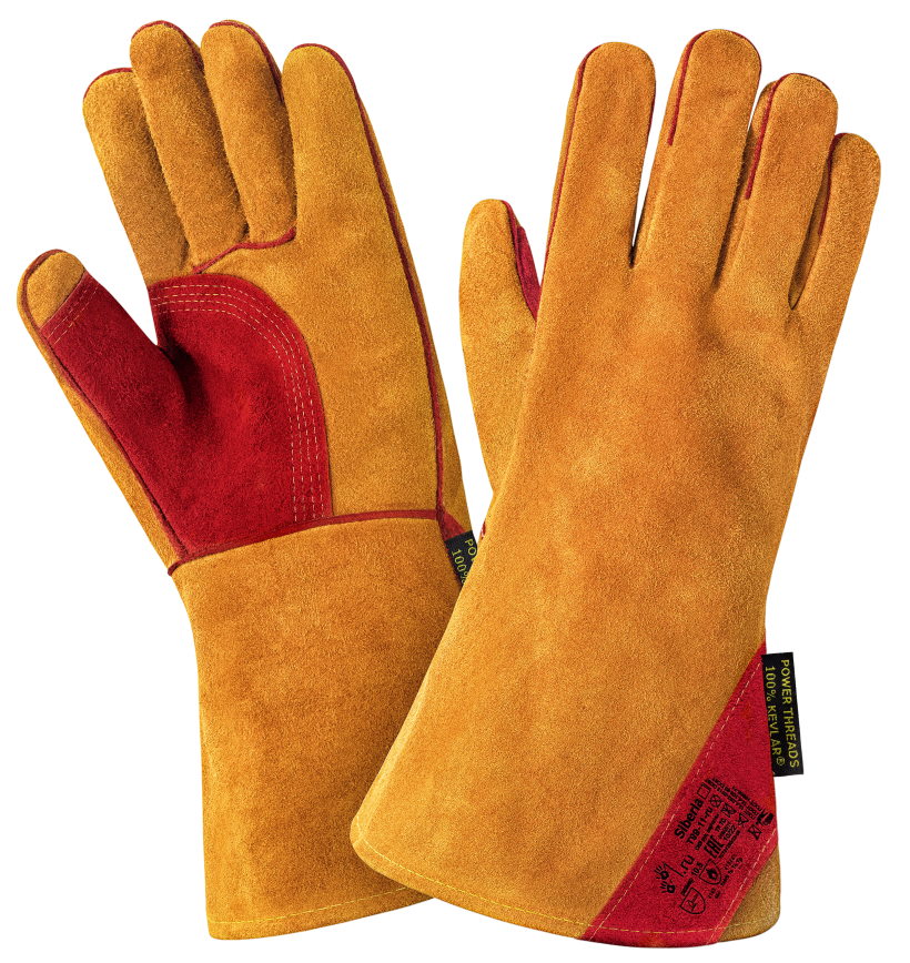 Краги SIBERIA T99-11-ru зимние спилковые (оранжевый/красный)