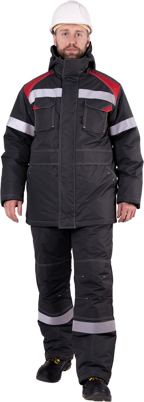 Костюм СТАРАТЕЛЬ ИМПОРТ зимний с БР (серый/красный)