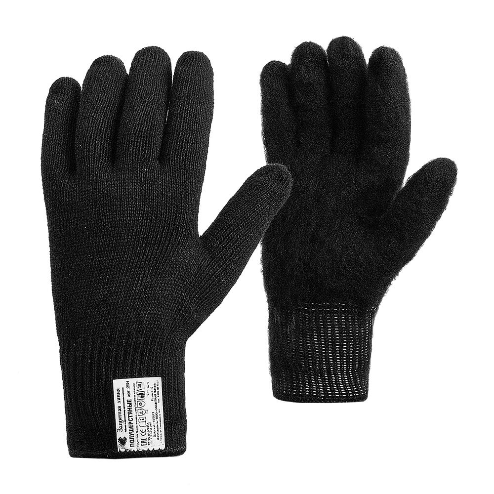 Полушерстяные перчатки с внутренним начесом 10 класс (черный)