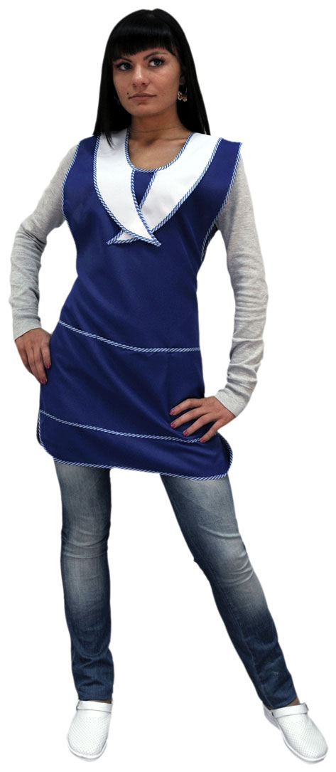 Фартук-сарафан ИННА (васильковый/белый)