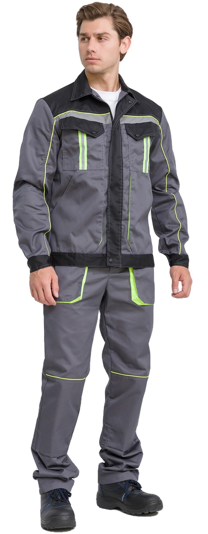 Костюм RONTA KS818 с ПК (т.серый/черный/лайм)