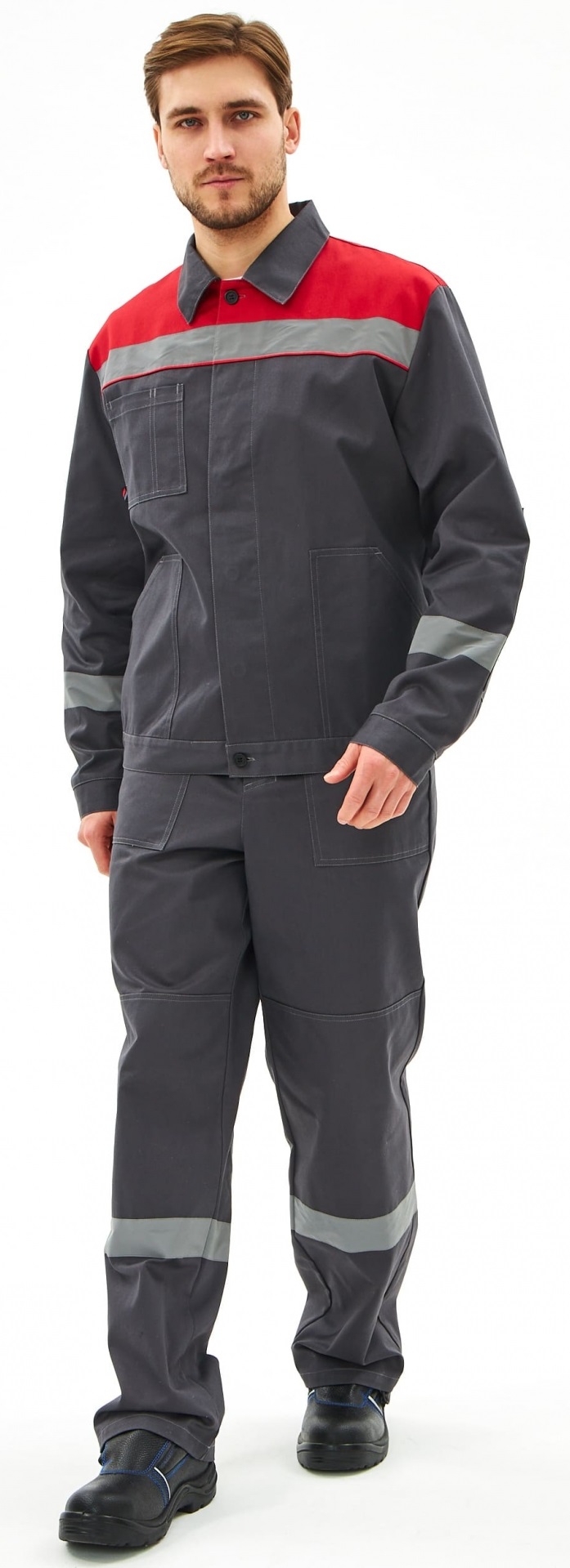 Костюм ЛИПЕЦК-1 СОП CH с БР (т.серый/красный)