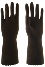 Перчатки КЩС-1 (CG-942), латекс, 0.50 мм, 300 мм, без подкладки, цвет черный