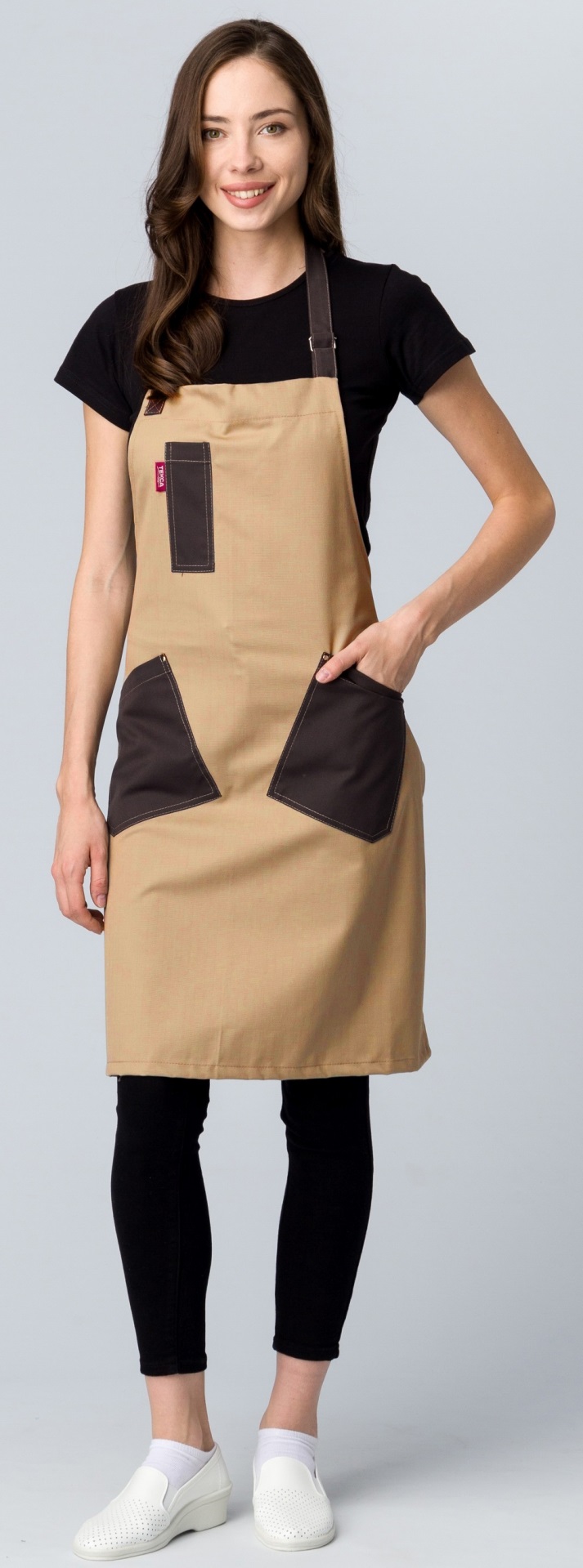 Фартук КРАФТ с грудкой универсальный (бежевый/коричневый)