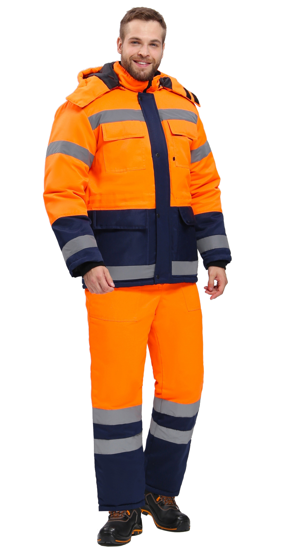 Костюм ДОРОЖНИК-УЛЬТРА зимний с ПК (оранжевый/т.синий)