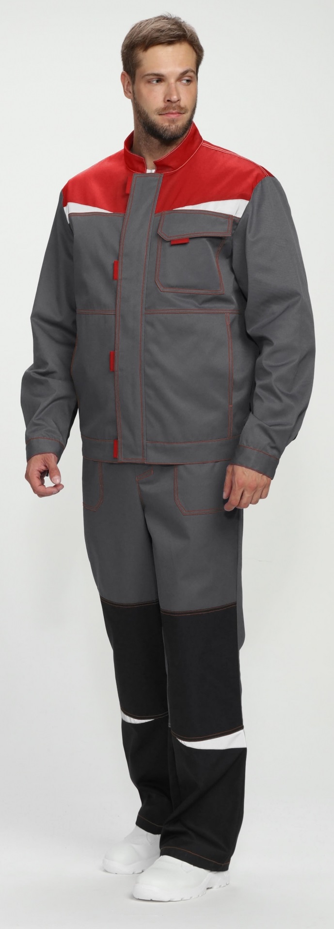 Костюм СТРОЙ-1 CH с БР (серый/красный/черный)