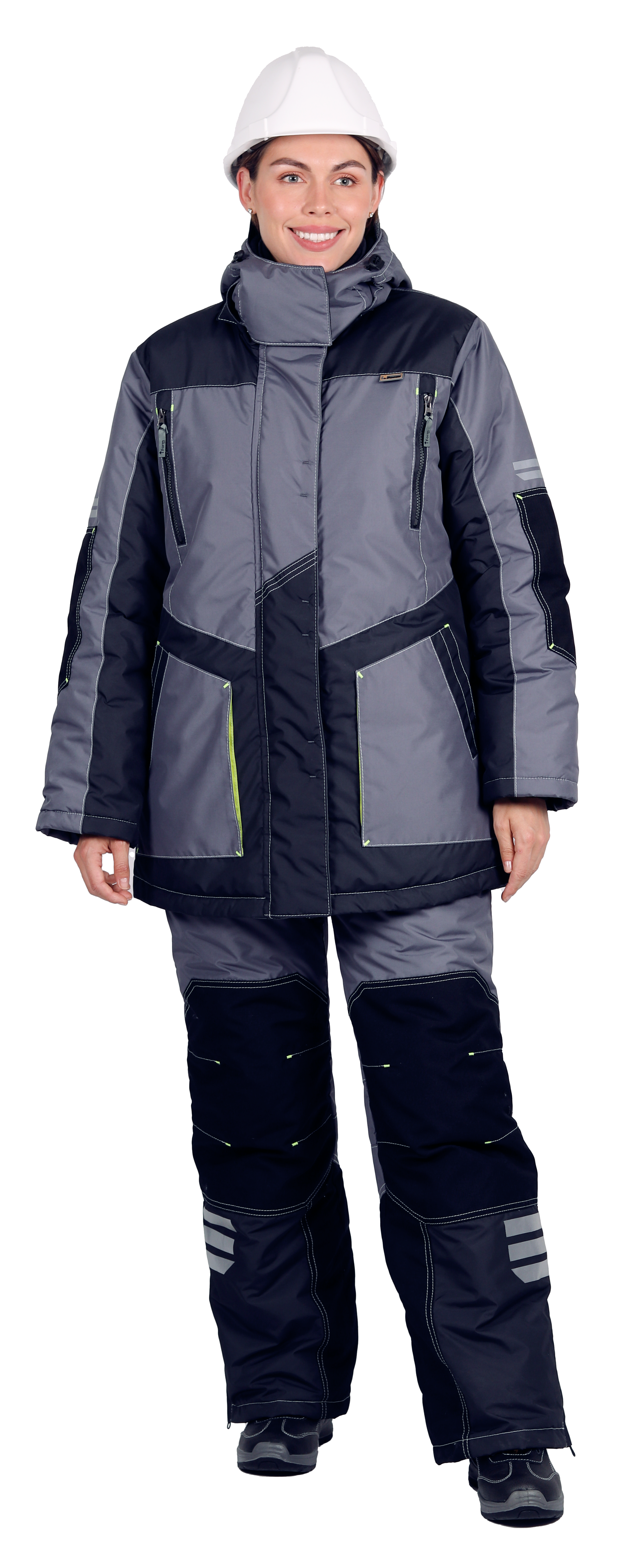 Куртка ЭДВАНС женская зимняя (серый/т.серый/черный)