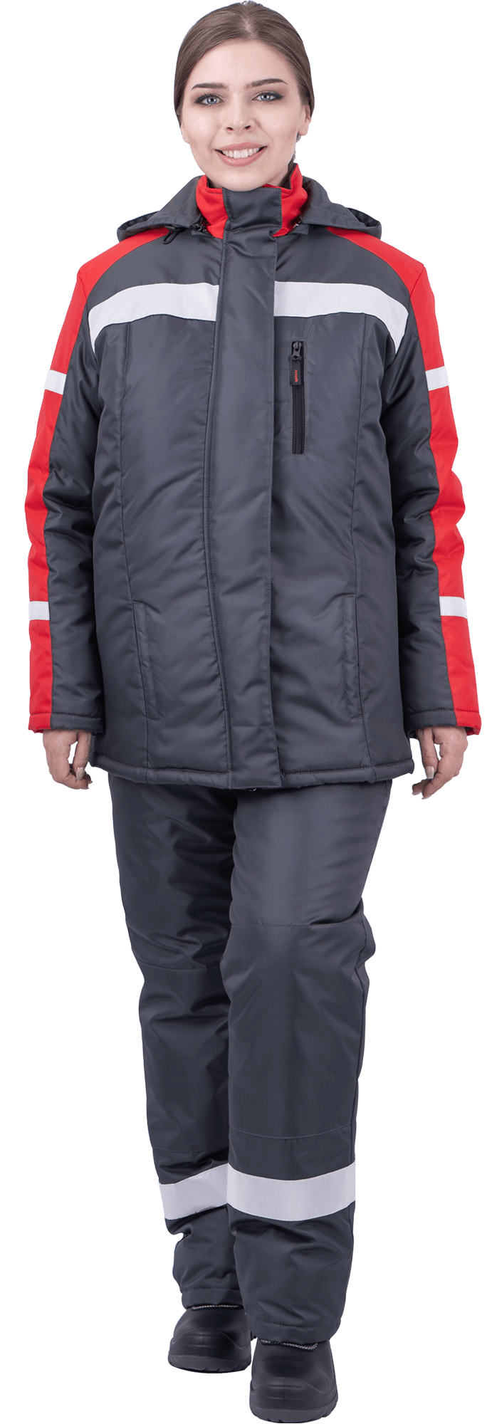 Костюм РОУД женский зимний с ПК (т.серый/красный)