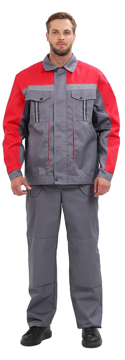 Костюм ОПТИМАЛЬНЫЙ с БР (серый/красный)