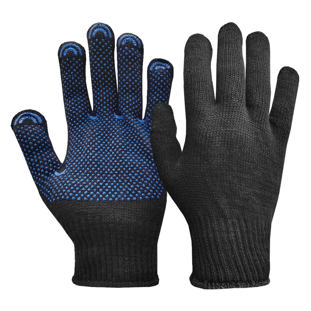 Перчатки СТАНДАРТ рабочие Х/Б c ПВХ и машинным оверлоком (чёрный)