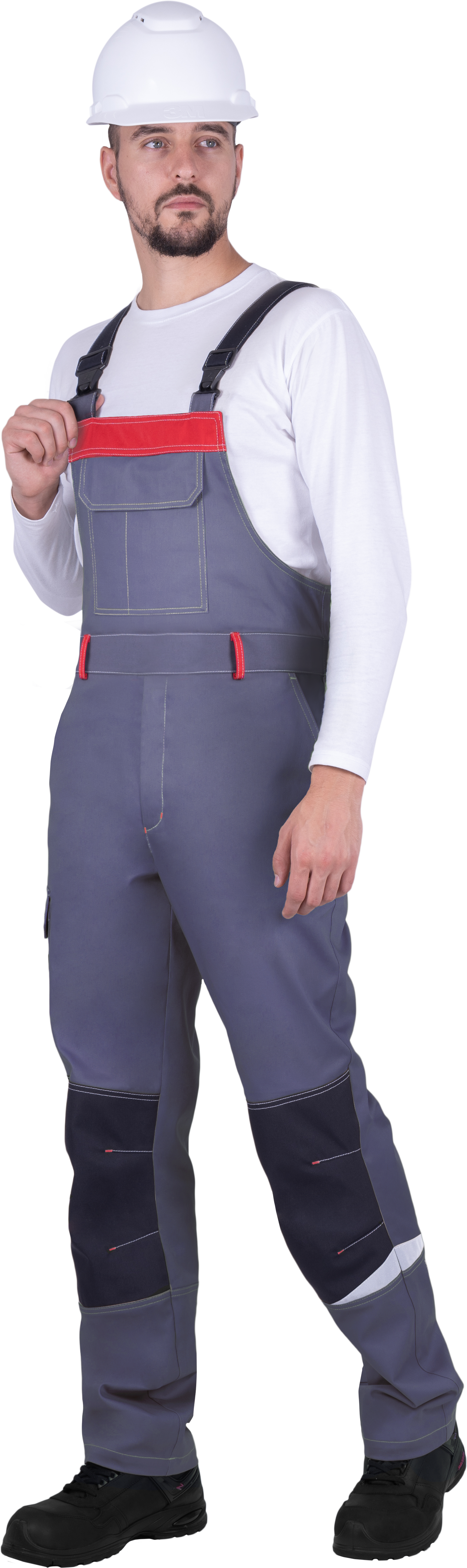 Полукомбинезон ТУРБО SAFETY (серый/чёрный/красный)